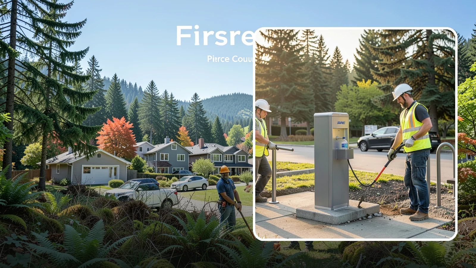 Drinking Fountain Installation in Fircrest, Pierce County, WA - We install ADA-accessible drinking fountains with bottle fillers and, where needed, freeze protection.