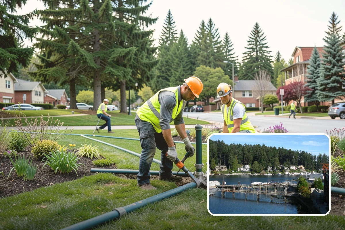 Drinking Fountain Installation in Gig Harbor, Pierce County, WA - ADA hi-lo and bottle-filler compliance for public access