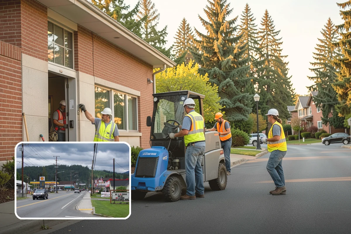 Drinking Fountain Installation in Granite Falls, Snohomish County, WA - ADA hi-lo and bottle-filler compliance for public access