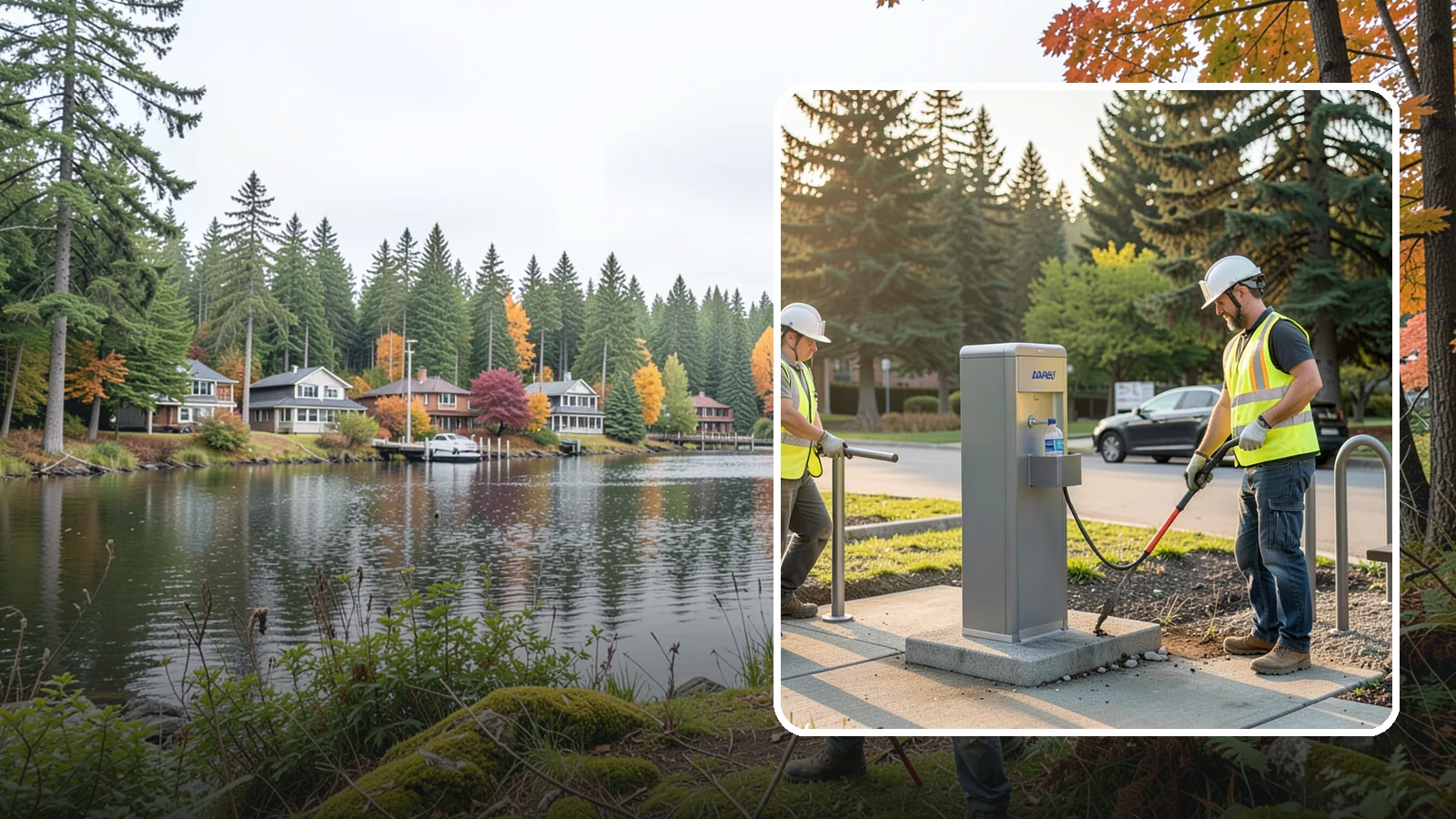 Drinking Fountain Installation in La Conner, Skagit County, WA - We install ADA-accessible drinking fountains with bottle fillers and, where needed, freeze protection.