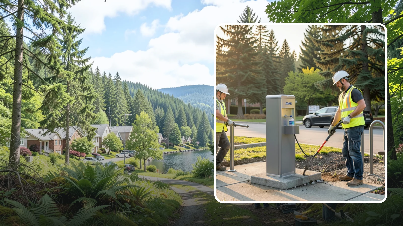 Drinking Fountain Installation in Lake Forest Park, King County, WA - We install ADA-accessible drinking fountains with bottle fillers and, where needed, freeze protection.