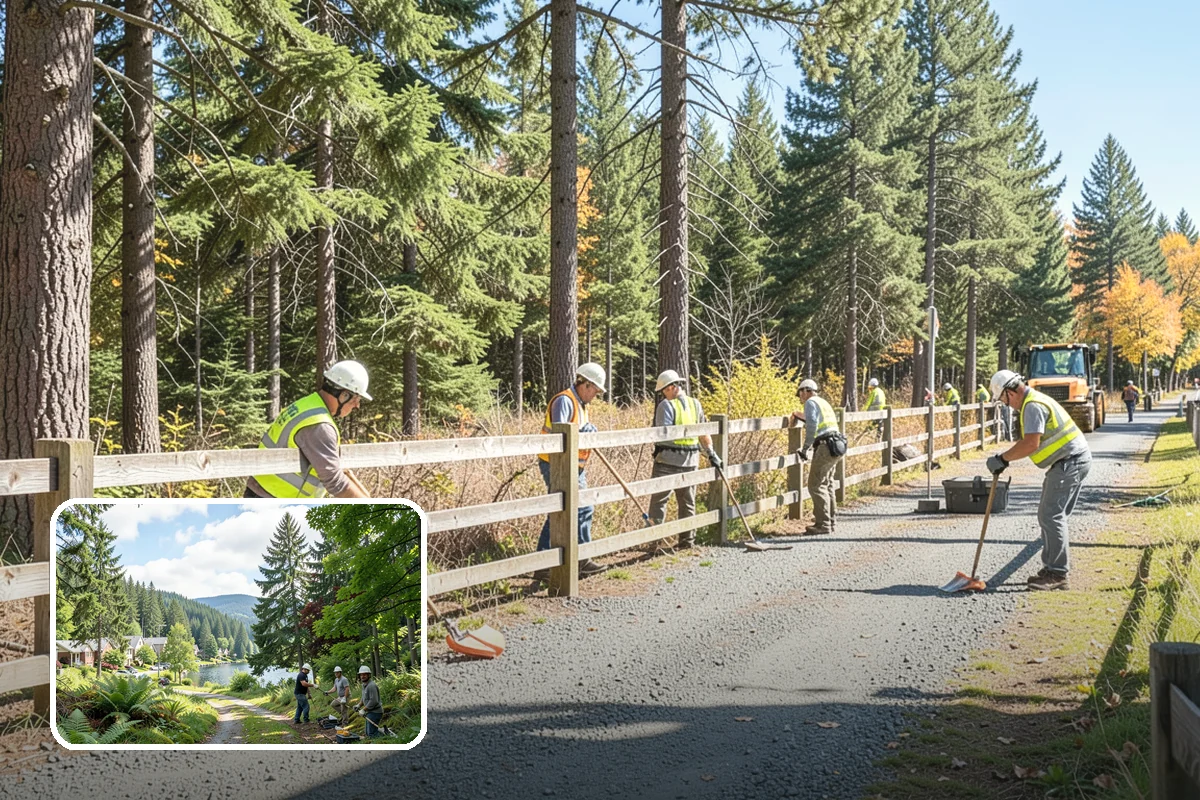 Drinking Fountain Installation in Lake Forest Park, King County, WA - ADA hi-lo and bottle-filler compliance for public access
