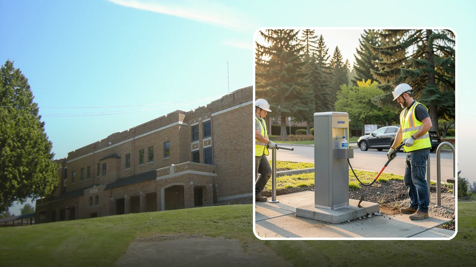 Drinking Fountain Installation in Maple Valley, King County, WA - We install ADA-accessible drinking fountains with bottle fillers and, where needed, freeze protection.