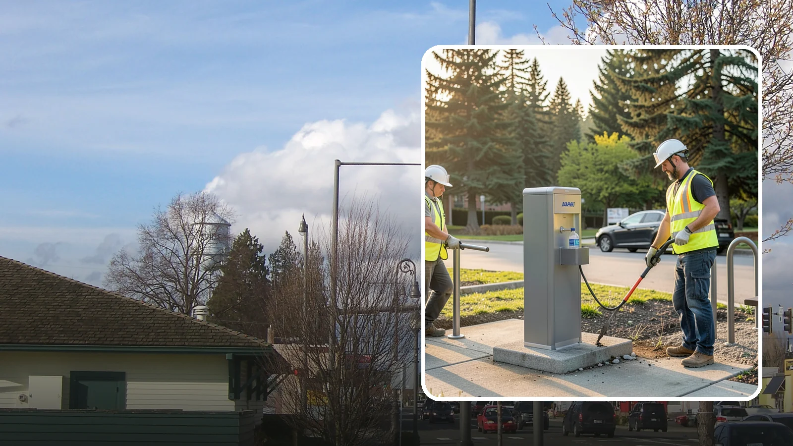 Drinking Fountain Installation in Marysville, Snohomish County, WA - We install ADA-accessible drinking fountains with bottle fillers and, where needed, freeze protection.