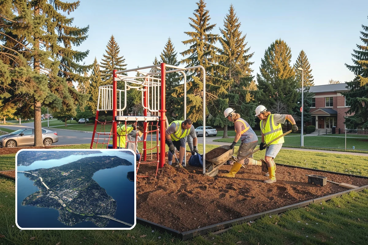 Drinking Fountain Installation in Mercer Island, King County, WA - ADA hi-lo and bottle-filler compliance for public access