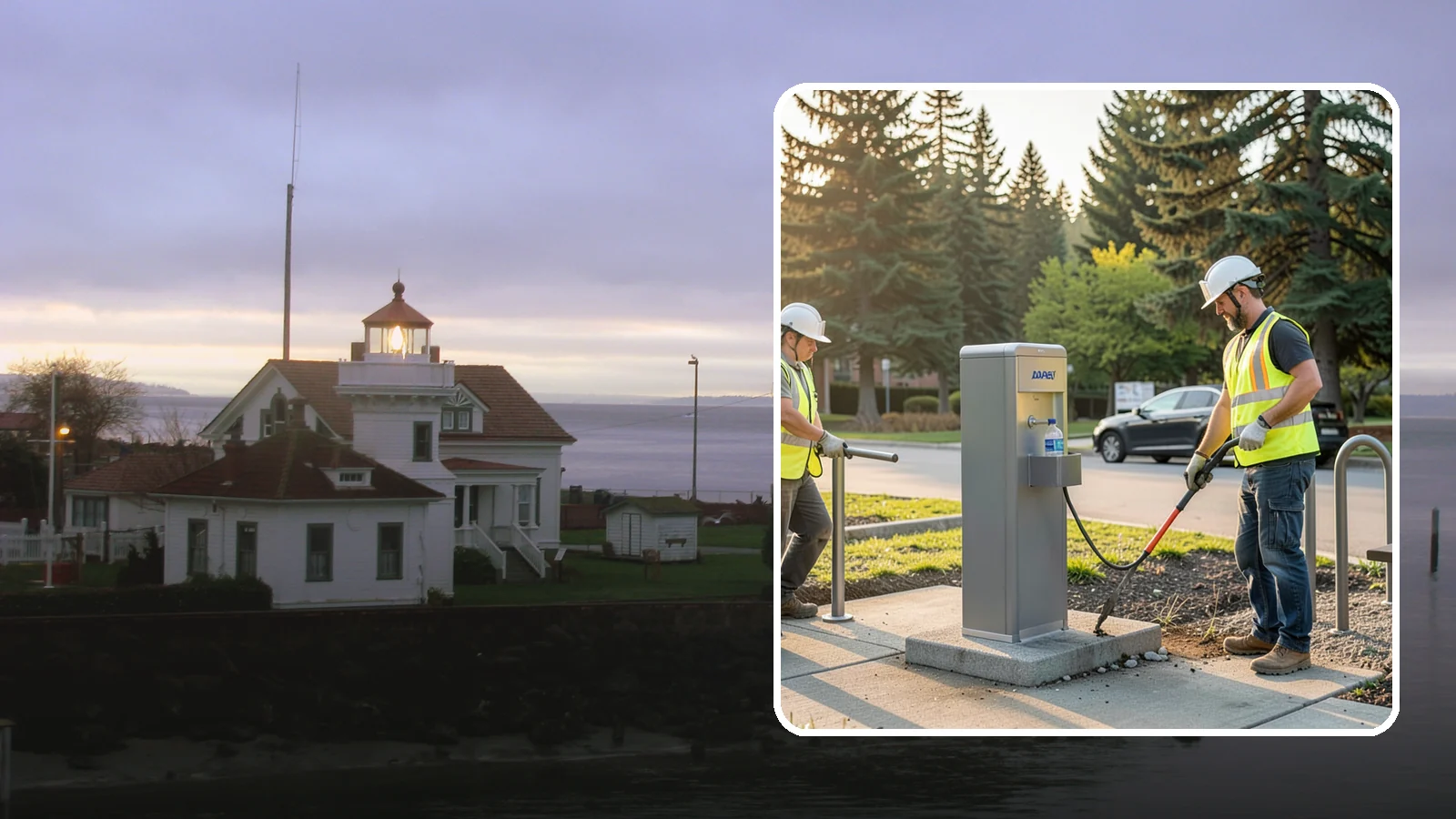 Drinking Fountain Installation in Mukilteo, Snohomish County, WA - We install ADA-accessible drinking fountains with bottle fillers and, where needed, freeze protection.