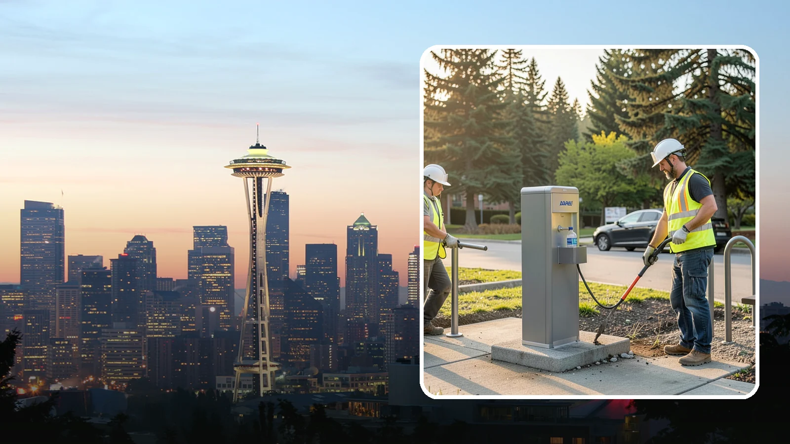 Drinking Fountain Installation in Seattle, King County, WA - We install ADA-accessible drinking fountains with bottle fillers and, where needed, freeze protection.