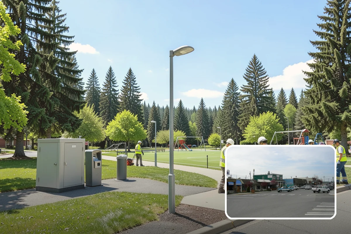Drinking Fountain Installation in Stanwood, Snohomish County, WA - ADA hi-lo and bottle-filler compliance for public access