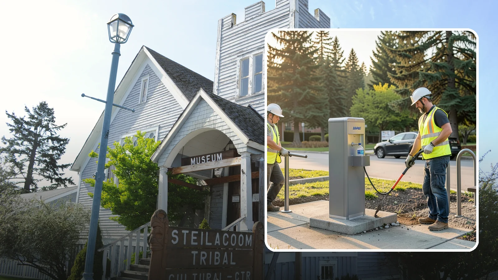 Drinking Fountain Installation in Steilacoom, Pierce County, WA - We install ADA-accessible drinking fountains with bottle fillers and, where needed, freeze protection.