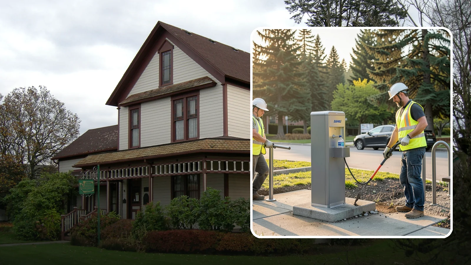 Drinking Fountain Installation in Sumner, Pierce County, WA - We install ADA-accessible drinking fountains with bottle fillers and, where needed, freeze protection.