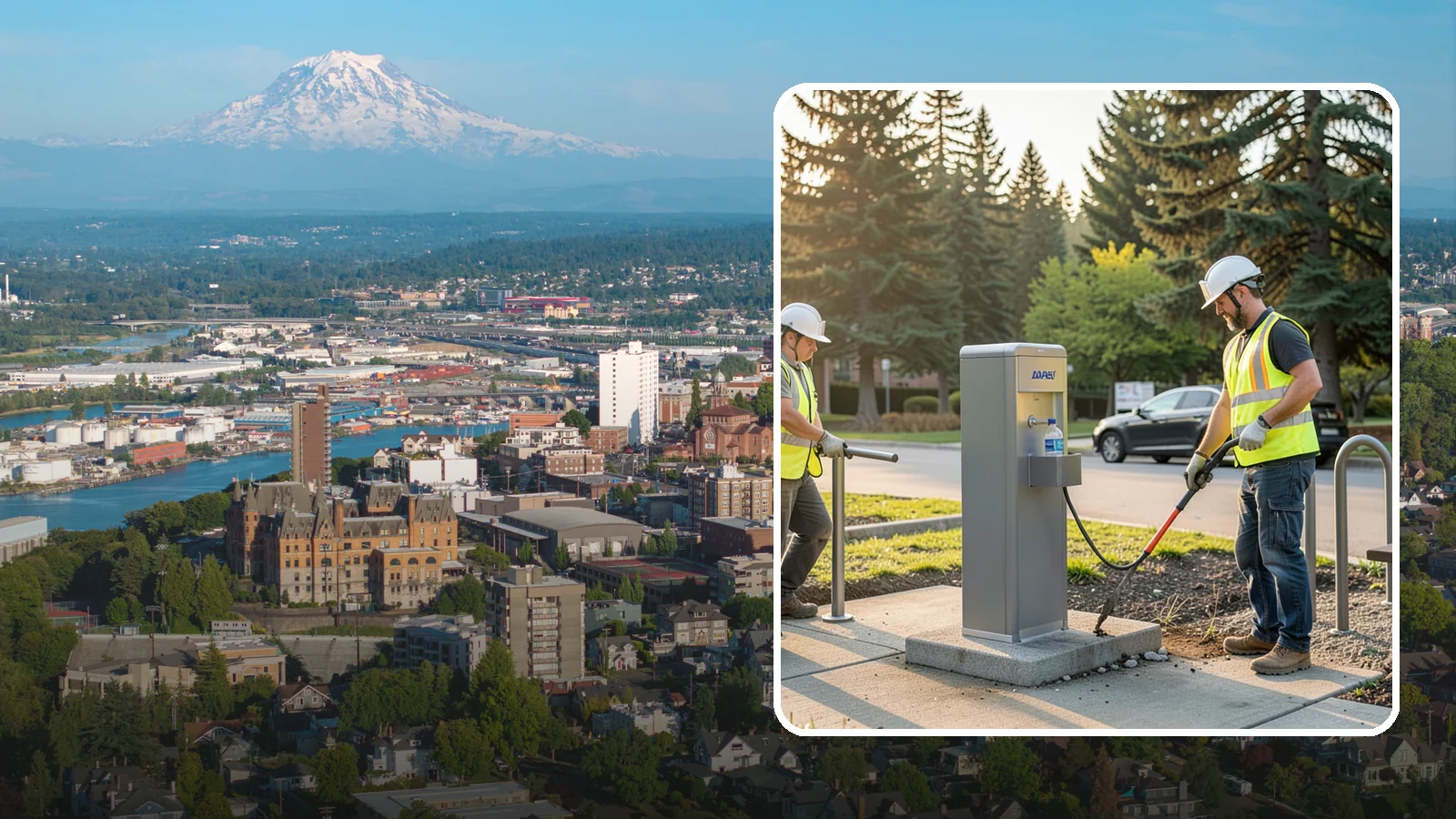 Drinking Fountain Installation in Tacoma, Pierce County, WA - We install ADA-accessible drinking fountains with bottle fillers and, where needed, freeze protection.