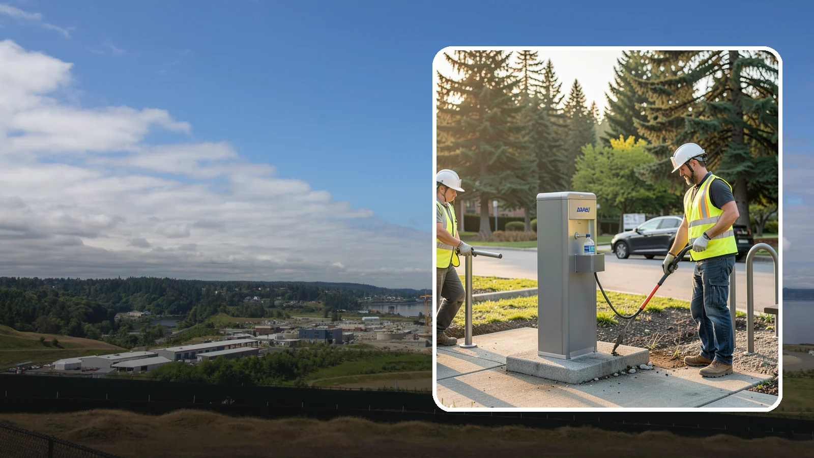 Drinking Fountain Installation in University Place, Pierce County, WA - We install ADA-accessible drinking fountains with bottle fillers and, where needed, freeze protection.
