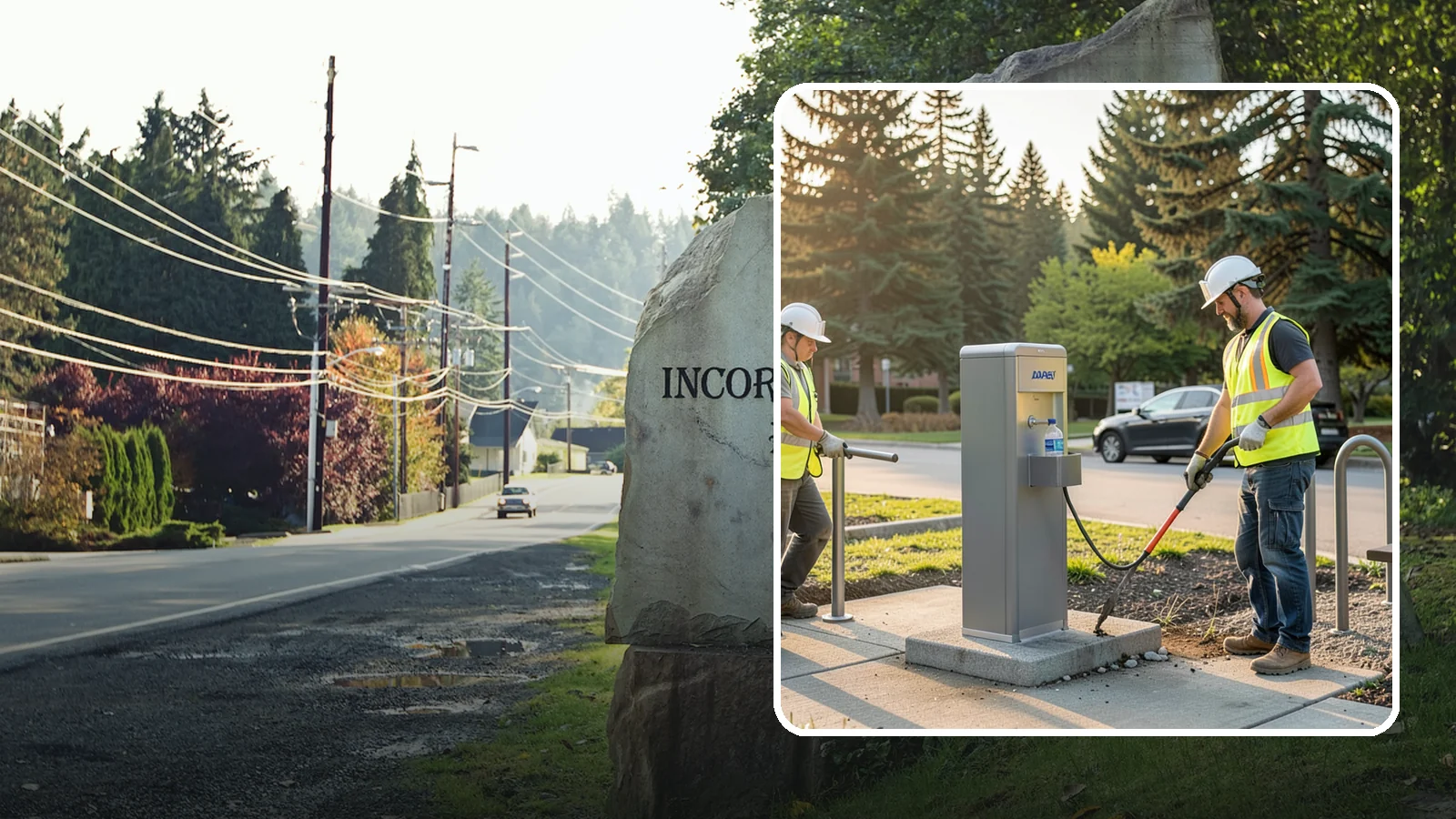 Drinking Fountain Installation in Wilkeson, Pierce County, WA - We install ADA-accessible drinking fountains with bottle fillers and, where needed, freeze protection.