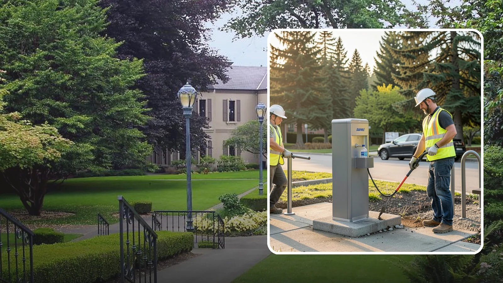 Drinking Fountain Installation in Woodinville, King County, WA - We install ADA-accessible drinking fountains with bottle fillers and, where needed, freeze protection.