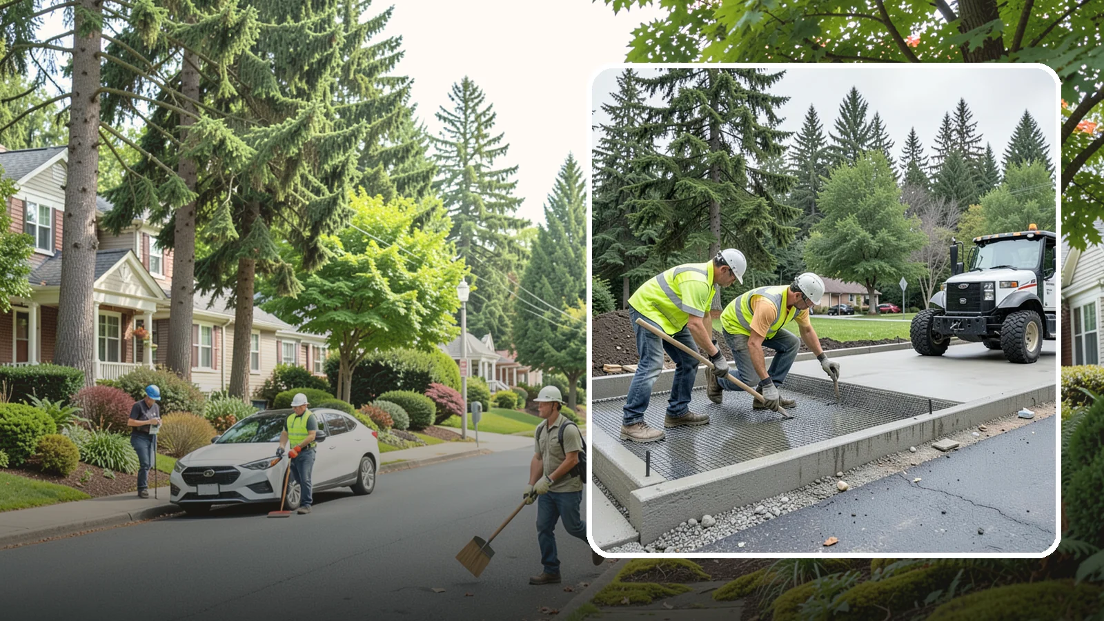 Driveway Apron Construction in Beaux Arts Village, King County, WA - Concrete driveway aprons that meet standard details at commercial approaches and public access points.