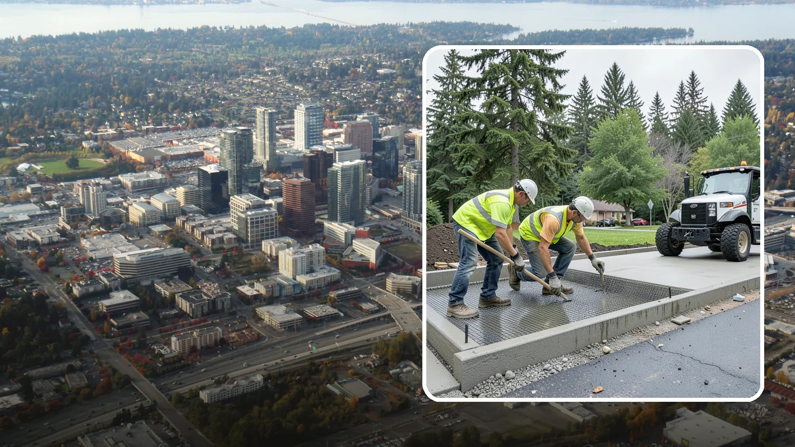 Driveway Apron Construction in Bellevue, King County, WA - Concrete driveway aprons that meet standard details at commercial approaches and public access points.