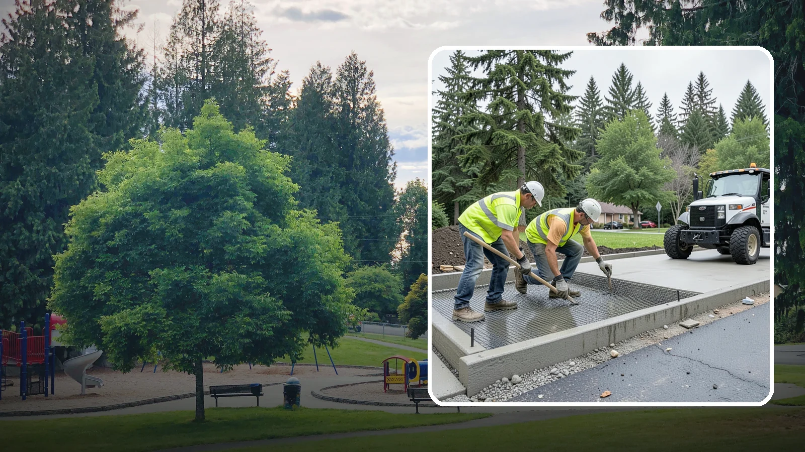Driveway Apron Construction in Bonney Lake, Pierce County, WA - Concrete driveway aprons that meet standard details at commercial approaches and public access points.