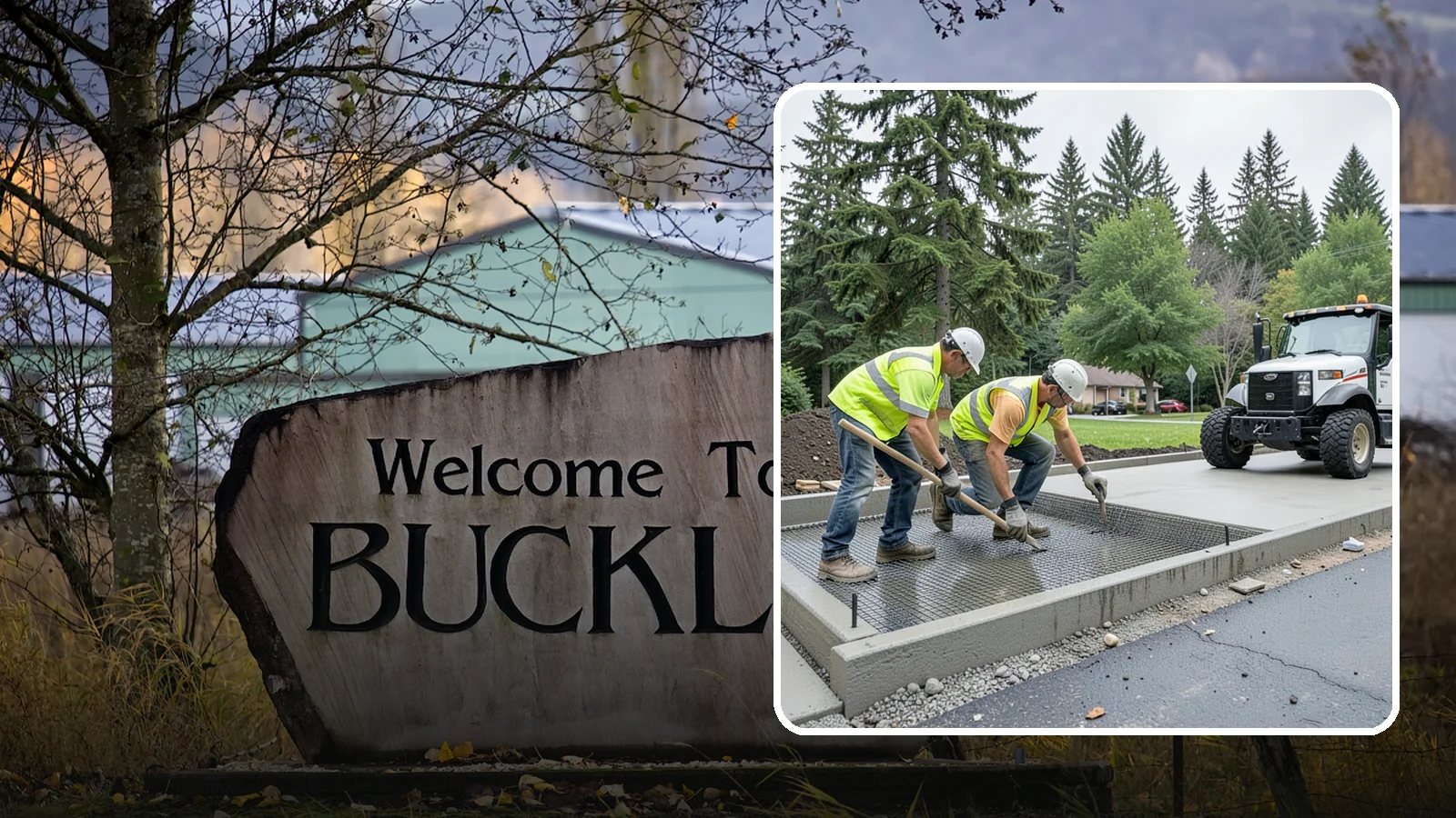Driveway Apron Construction in Buckley, Pierce County, WA - Concrete driveway aprons that meet standard details at commercial approaches and public access points.