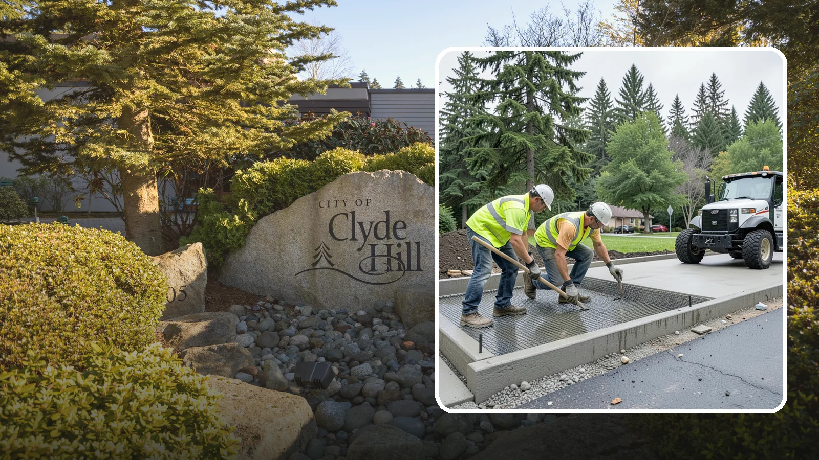 Driveway Apron Construction in Clyde Hill, King County, WA - Concrete driveway aprons that meet standard details at commercial approaches and public access points.