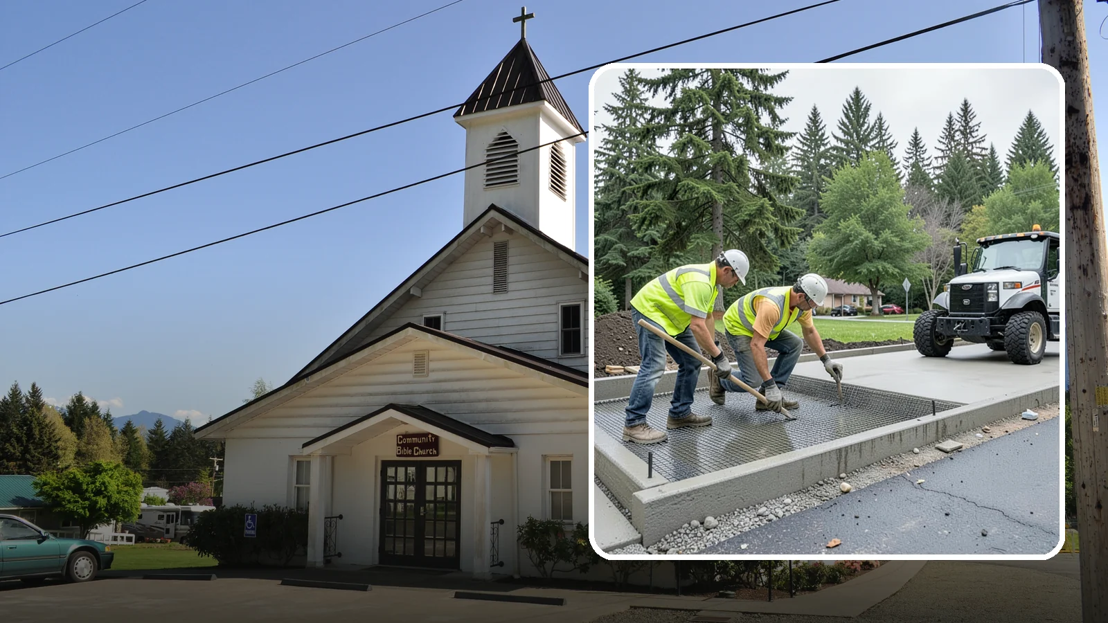 Driveway Apron Construction in Concrete, Skagit County, WA - Concrete driveway aprons that meet standard details at commercial approaches and public access points.