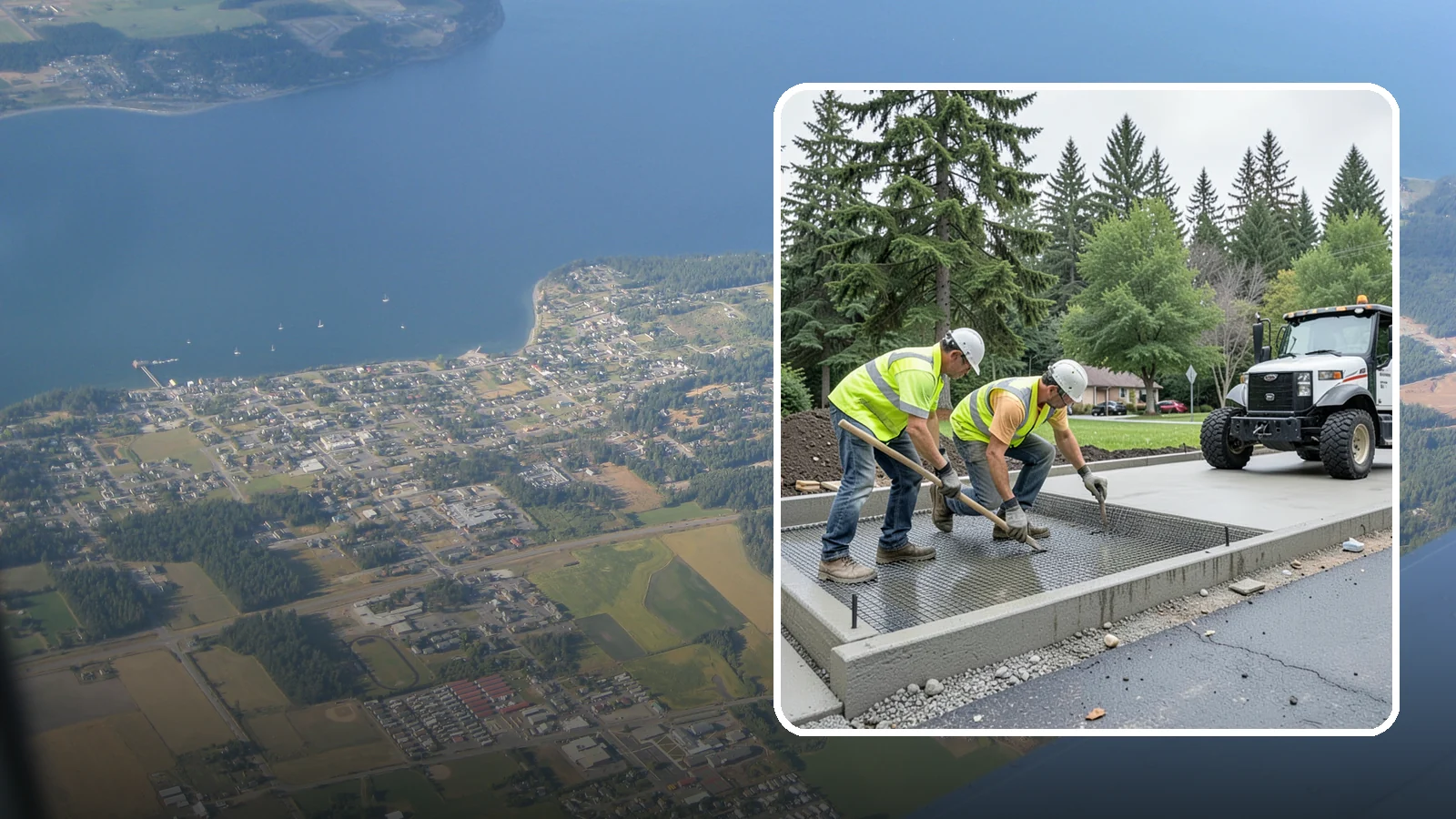 Driveway Apron Construction in Coupeville, Island County, WA - Concrete driveway aprons that meet standard details at commercial approaches and public access points.