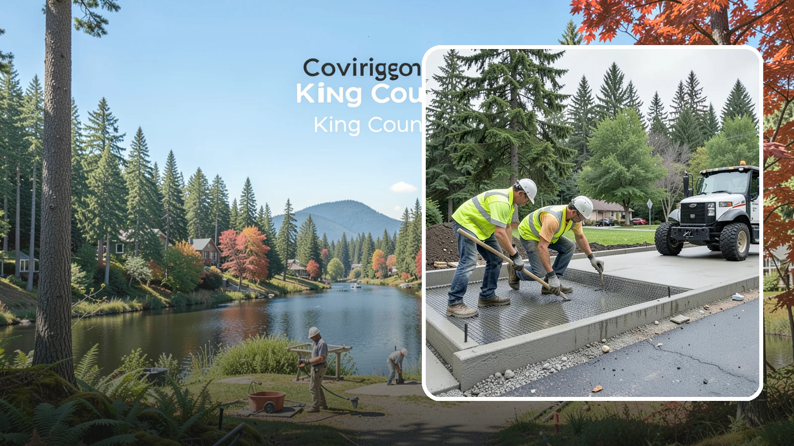 Driveway Apron Construction in Covington, King County, WA - Concrete driveway aprons that meet standard details at commercial approaches and public access points.