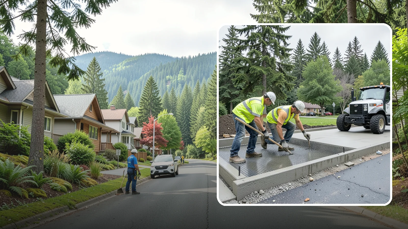 Driveway Apron Construction in Darrington, Snohomish County, WA - Concrete driveway aprons that meet standard details at commercial approaches and public access points.