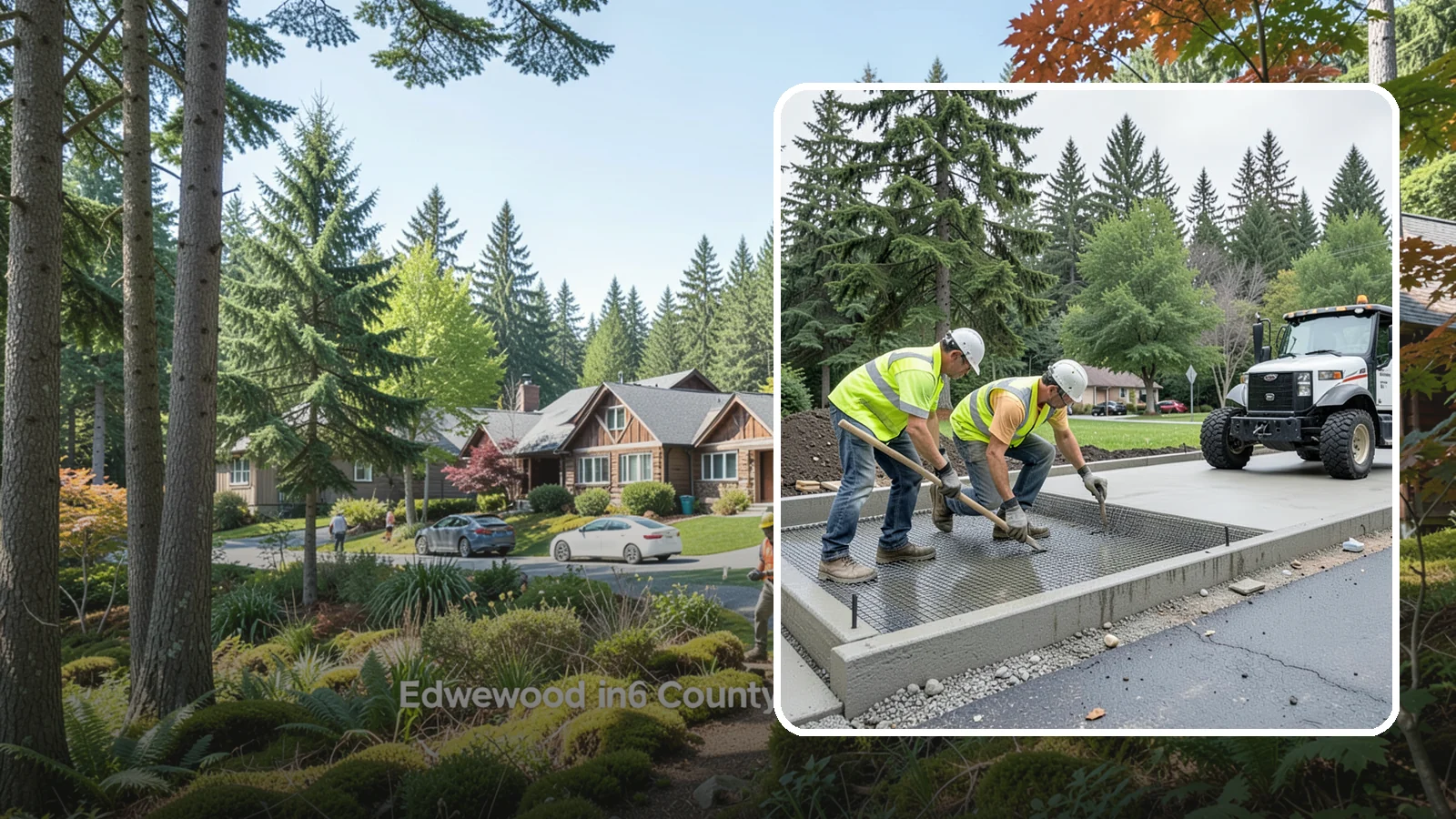 Driveway Apron Construction in Edgewood, Pierce County, WA - Concrete driveway aprons that meet standard details at commercial approaches and public access points.