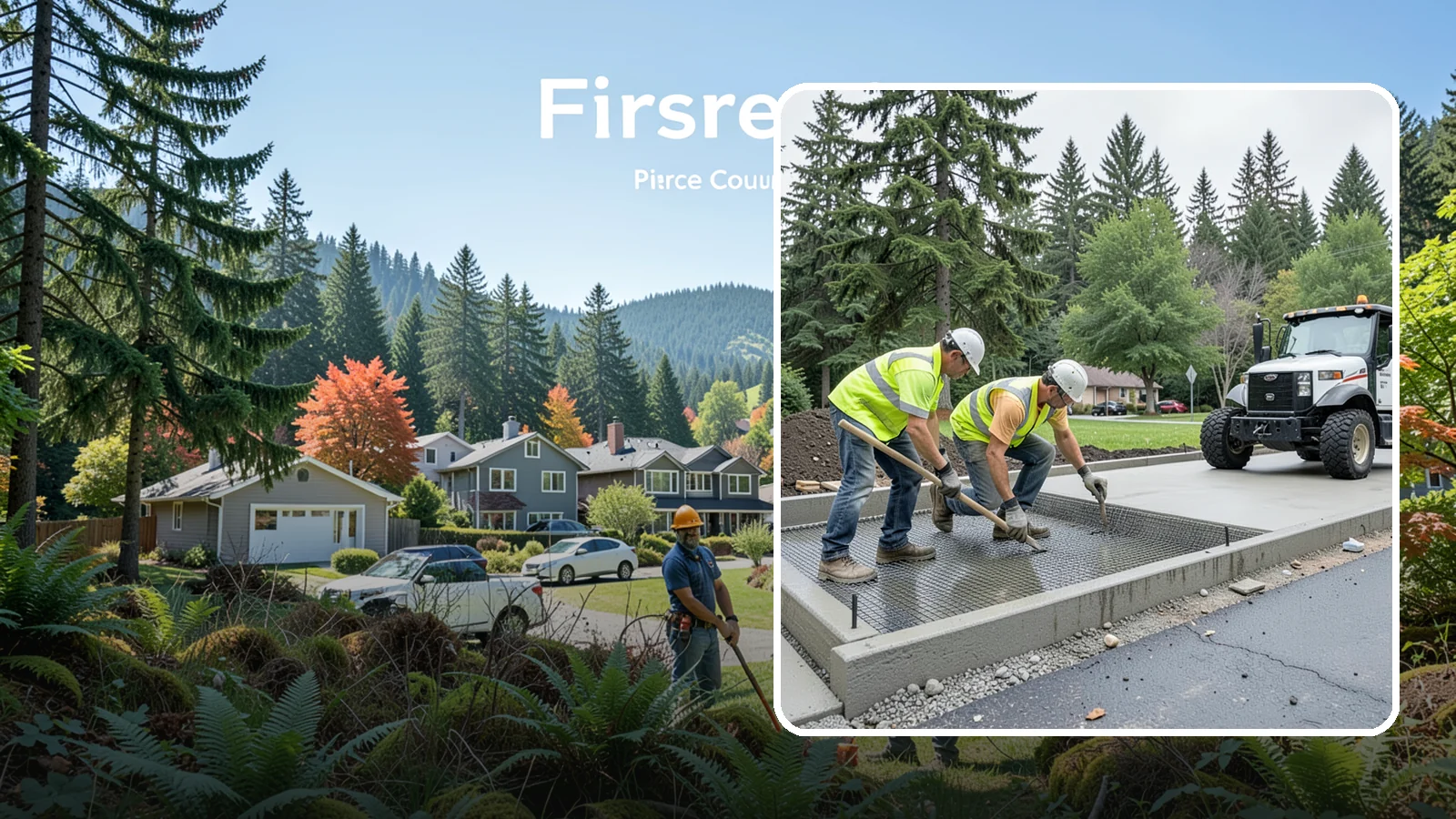 Driveway Apron Construction in Fircrest, Pierce County, WA - Concrete driveway aprons that meet standard details at commercial approaches and public access points.