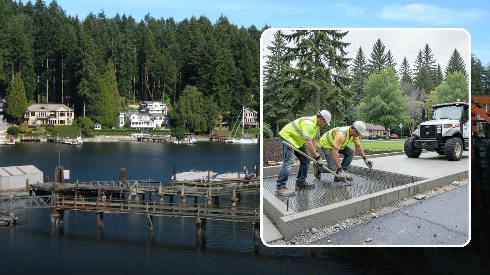 Driveway Apron Construction in Gig Harbor, Pierce County, WA - Concrete driveway aprons that meet standard details at commercial approaches and public access points.