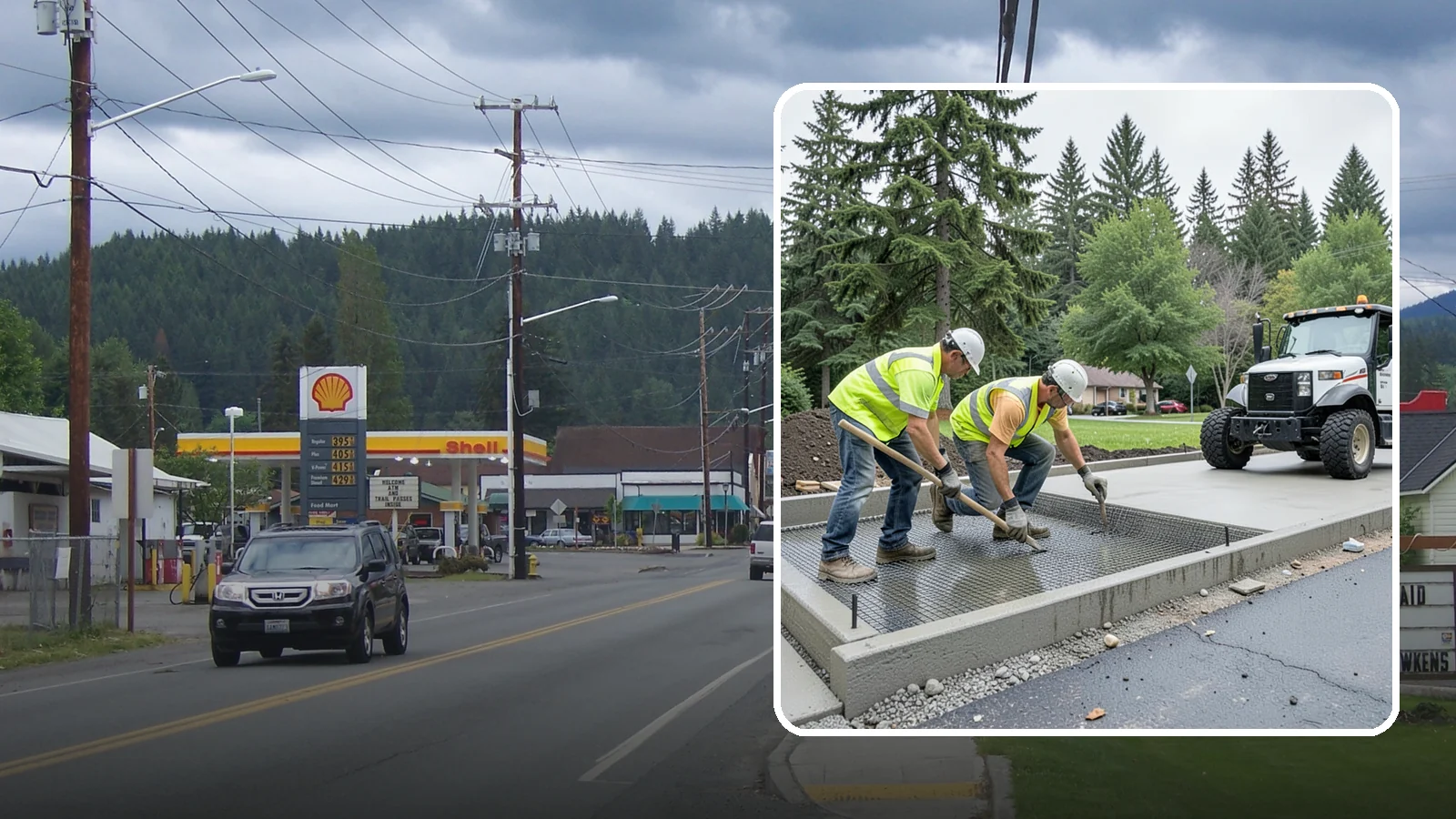 Driveway Apron Construction in Granite Falls, Snohomish County, WA - Concrete driveway aprons that meet standard details at commercial approaches and public access points.