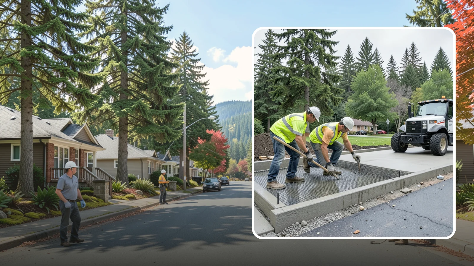 Driveway Apron Construction in Hunts Point, King County, WA - Concrete driveway aprons that meet standard details at commercial approaches and public access points.