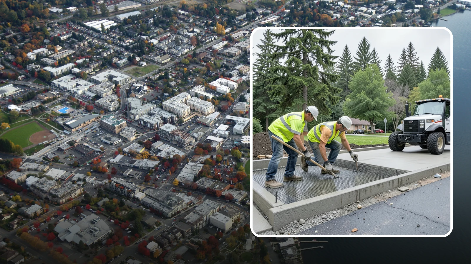 Driveway Apron Construction in Kirkland, King County, WA - Concrete driveway aprons that meet standard details at commercial approaches and public access points.