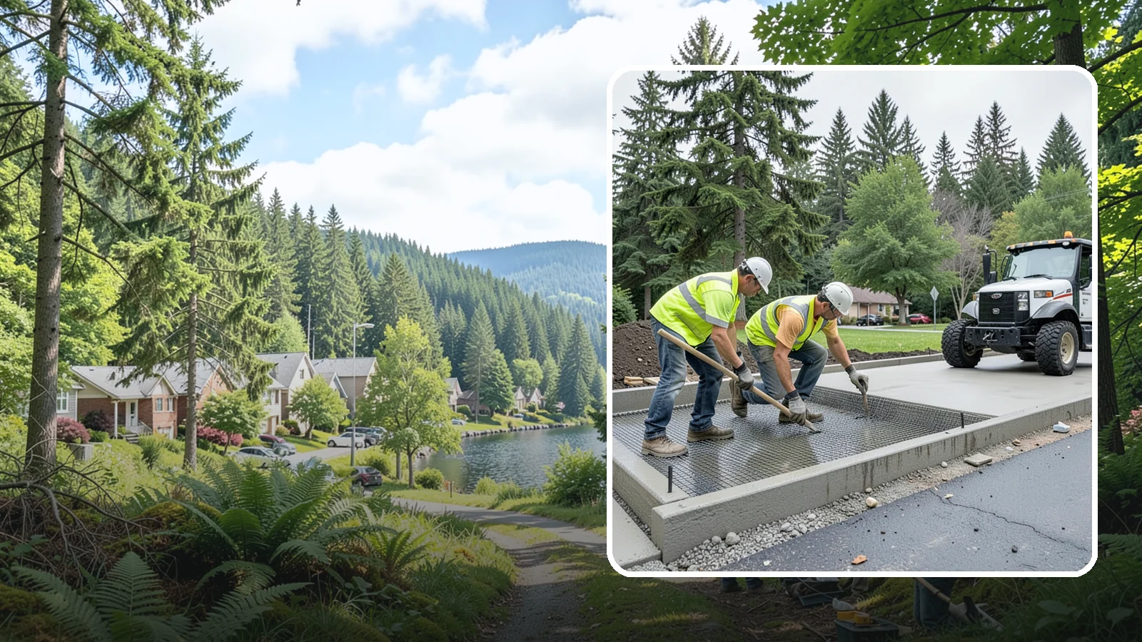 Driveway Apron Construction in Lake Forest Park, King County, WA - Concrete driveway aprons that meet standard details at commercial approaches and public access points.