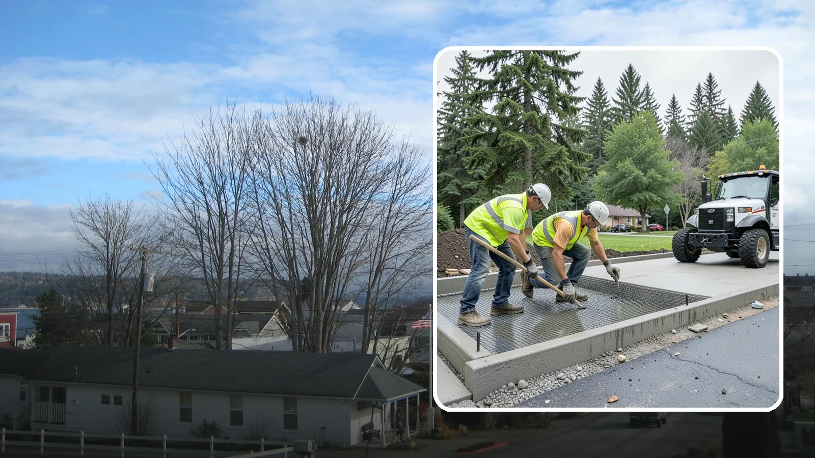 Driveway Apron Construction in Langley, Island County, WA - Concrete driveway aprons that meet standard details at commercial approaches and public access points.
