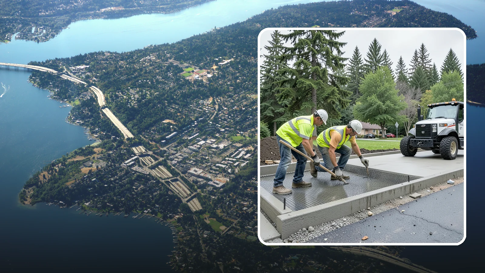 Driveway Apron Construction in Mercer Island, King County, WA - Concrete driveway aprons that meet standard details at commercial approaches and public access points.