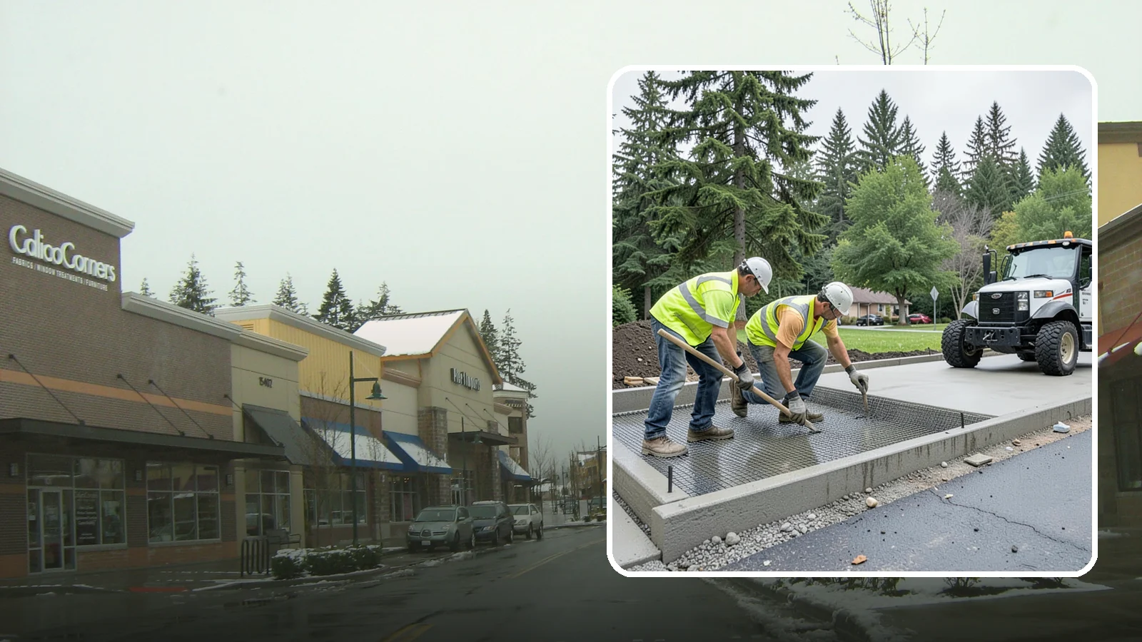 Driveway Apron Construction in Mill Creek, Snohomish County, WA - Concrete driveway aprons that meet standard details at commercial approaches and public access points.