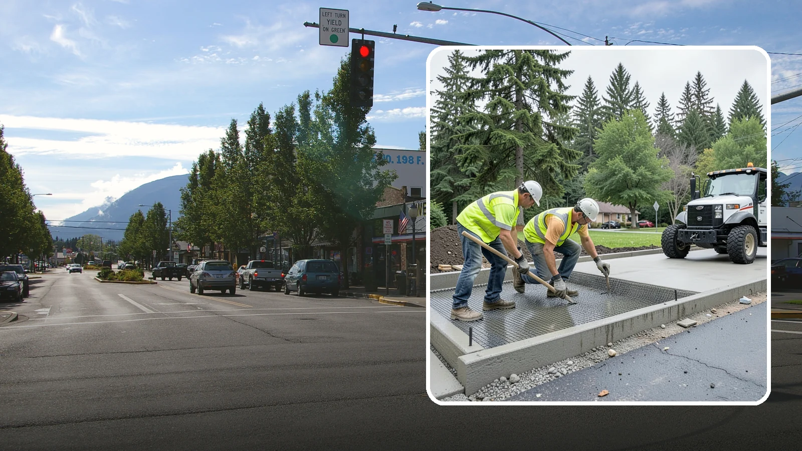 Driveway Apron Construction in North Bend, King County, WA - Concrete driveway aprons that meet standard details at commercial approaches and public access points.