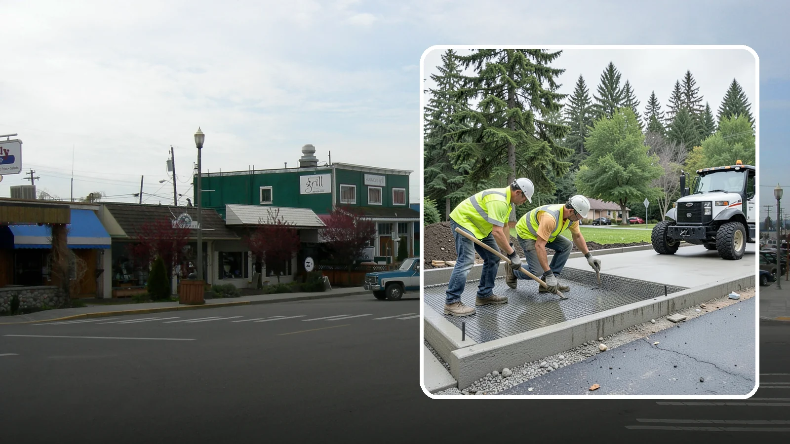 Driveway Apron Construction in Stanwood, Snohomish County, WA - Concrete driveway aprons that meet standard details at commercial approaches and public access points.
