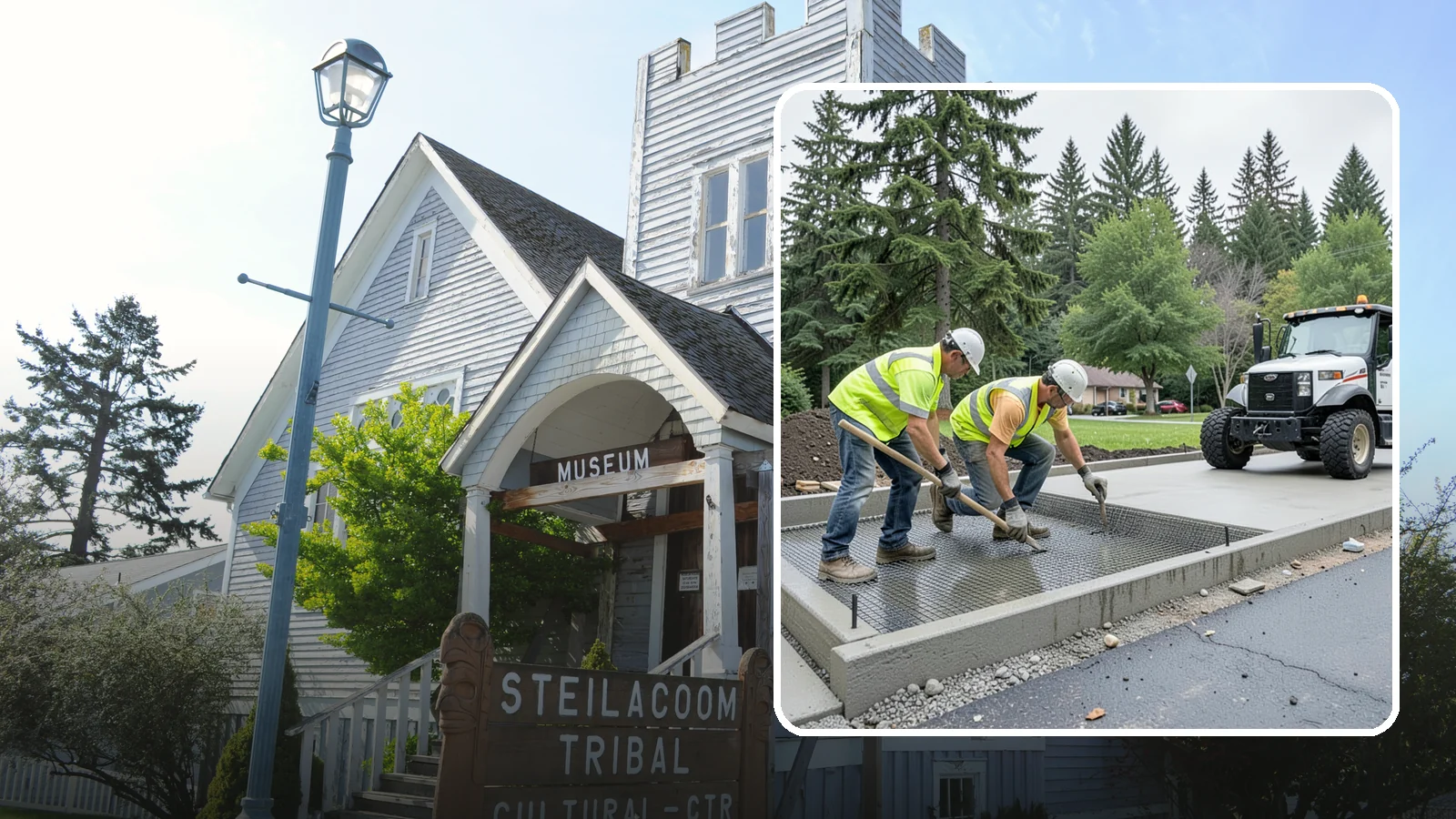 Driveway Apron Construction in Steilacoom, Pierce County, WA - Concrete driveway aprons that meet standard details at commercial approaches and public access points.