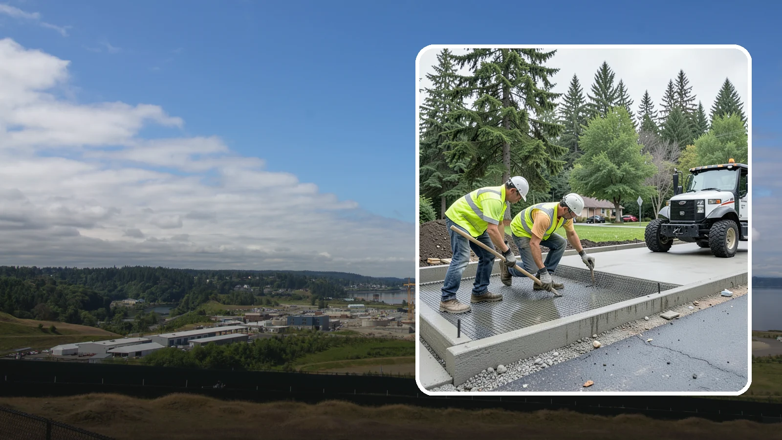 Driveway Apron Construction in University Place, Pierce County, WA - Concrete driveway aprons that meet standard details at commercial approaches and public access points.