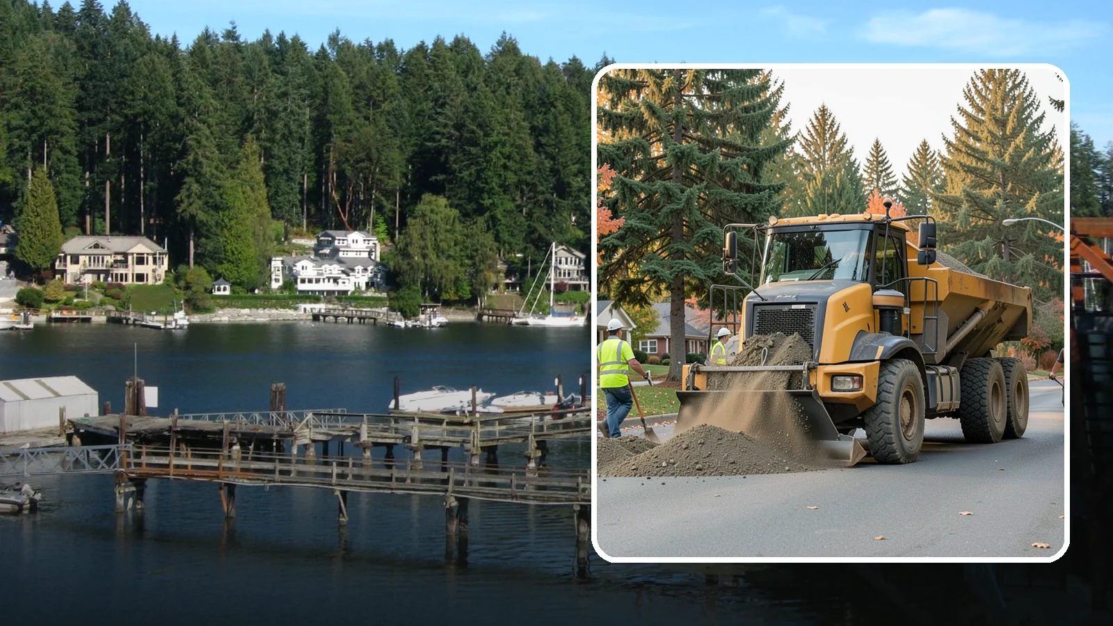 Dump Truck Hauling in Gig Harbor, Pierce County, WA - Material hauling for aggregate, spoils, and debris to and from municipal job sites.