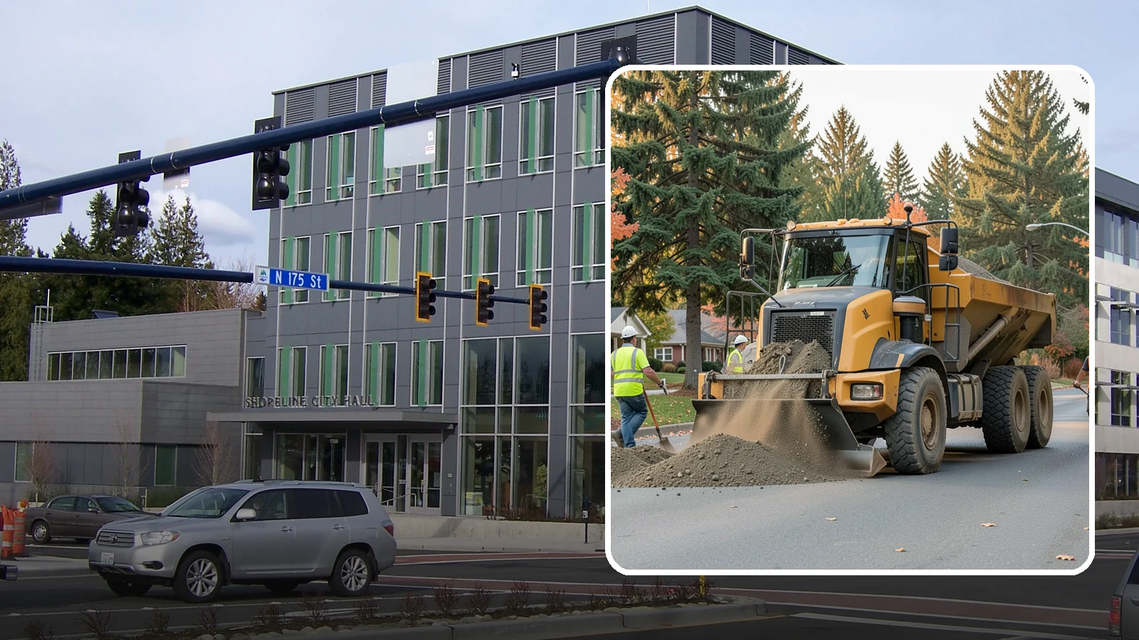 Dump Truck Hauling in Shoreline, King County, WA - Material hauling for aggregate, spoils, and debris to and from municipal job sites.