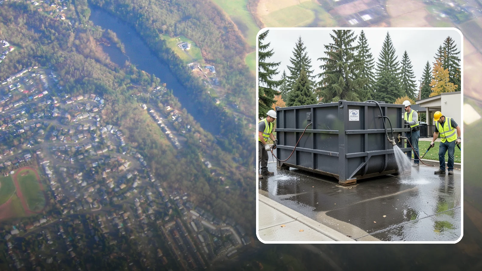 Dumpster Pad Cleaning in Algona, King County, WA - Degrease and sanitize dumpster pads and enclosures to control odor, pests, and leachate staining.