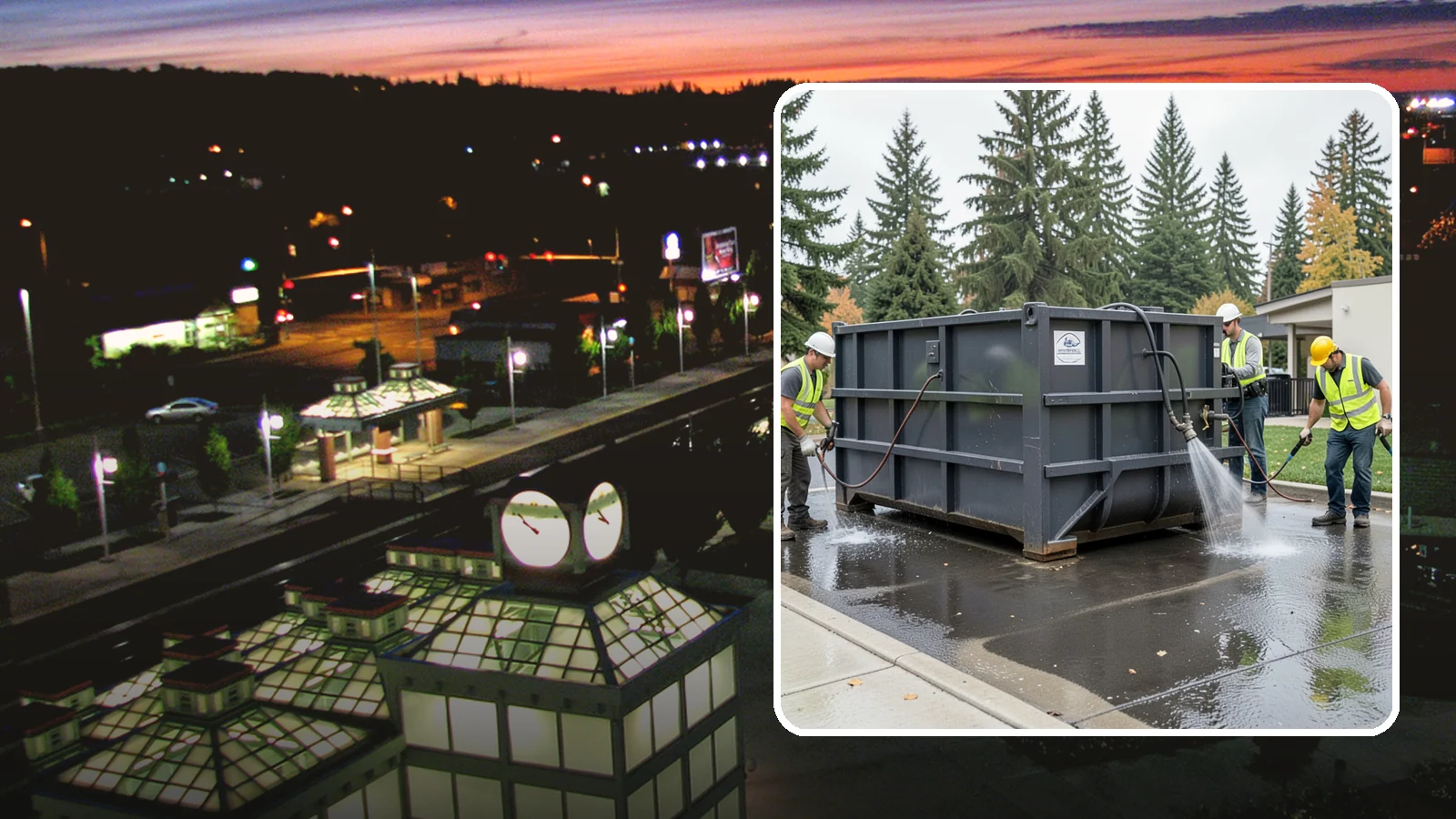 Dumpster Pad Cleaning in Auburn, King County, WA - Degrease and sanitize dumpster pads and enclosures to control odor, pests, and leachate staining.