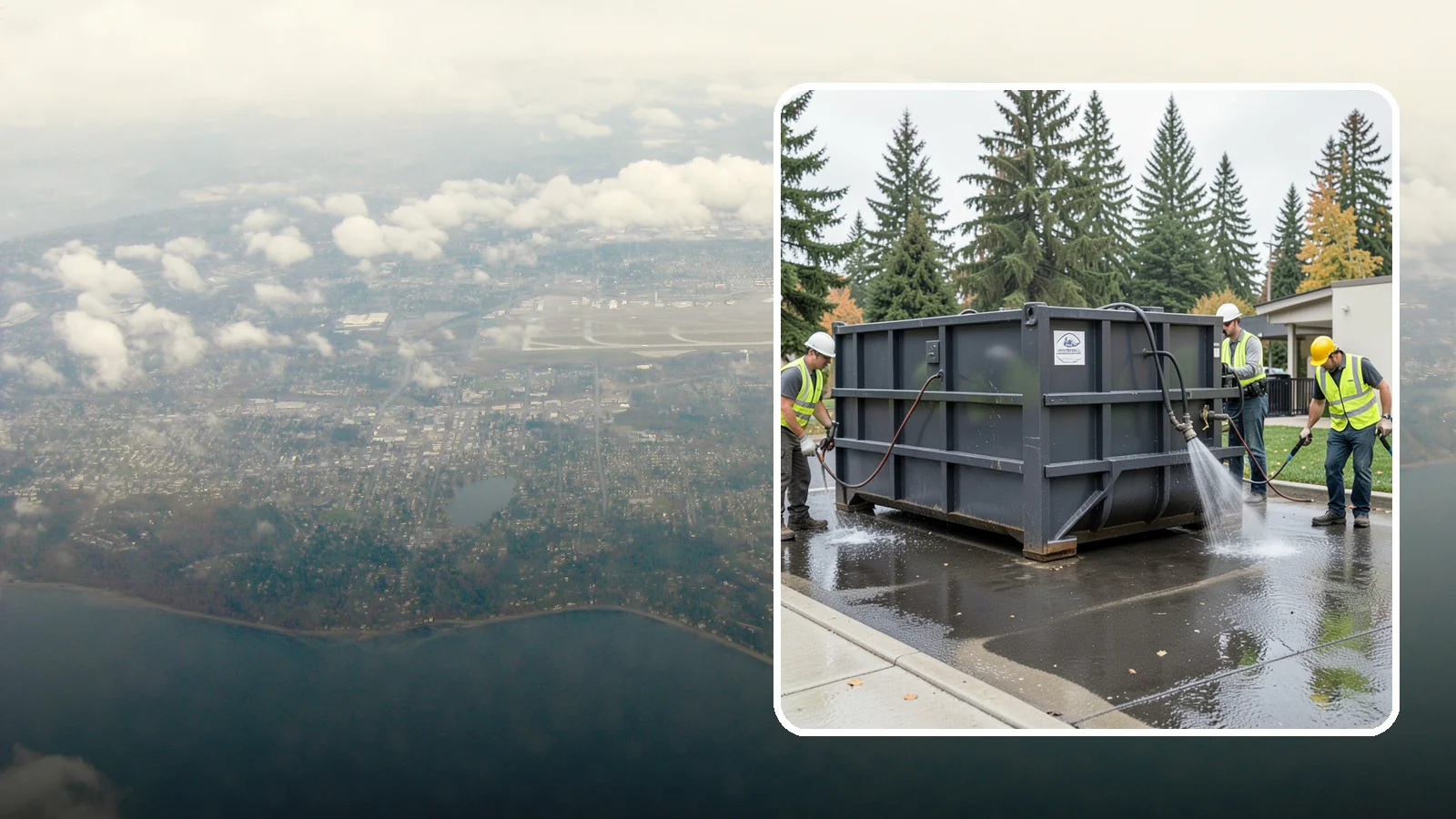 Dumpster Pad Cleaning in Burien, King County, WA - Degrease and sanitize dumpster pads and enclosures to control odor, pests, and leachate staining.