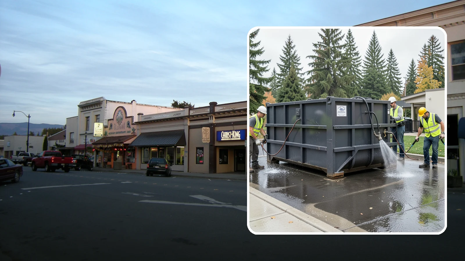 Dumpster Pad Cleaning in Burlington, Skagit County, WA - Degrease and sanitize dumpster pads and enclosures to control odor, pests, and leachate staining.