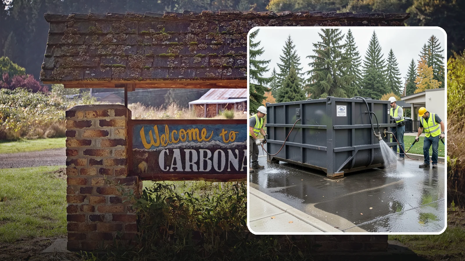 Dumpster Pad Cleaning in Carbonado, Pierce County, WA - Degrease and sanitize dumpster pads and enclosures to control odor, pests, and leachate staining.