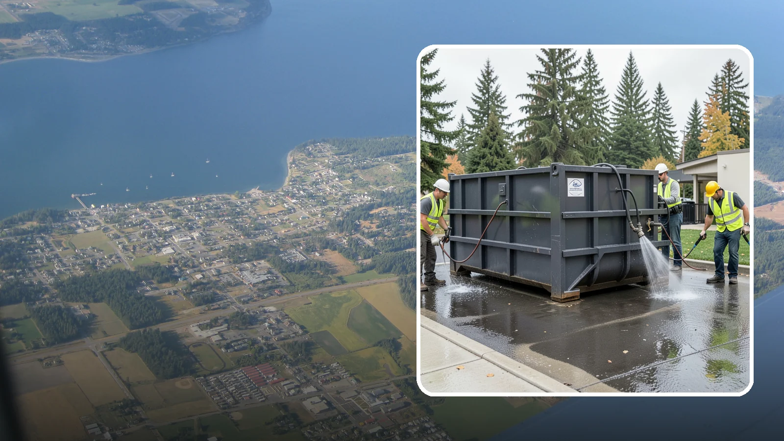 Dumpster Pad Cleaning in Coupeville, Island County, WA - Degrease and sanitize dumpster pads and enclosures to control odor, pests, and leachate staining.