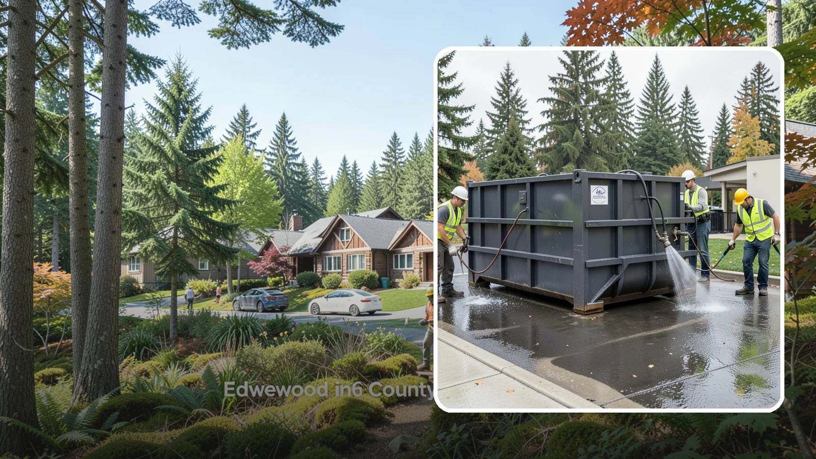 Dumpster Pad Cleaning in Edgewood, Pierce County, WA - Degrease and sanitize dumpster pads and enclosures to control odor, pests, and leachate staining.